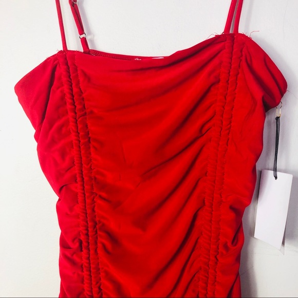 IRIS LA Red Spandex dress, Spaghetti straps, SIZE: LARGE - Picture 3 of 8